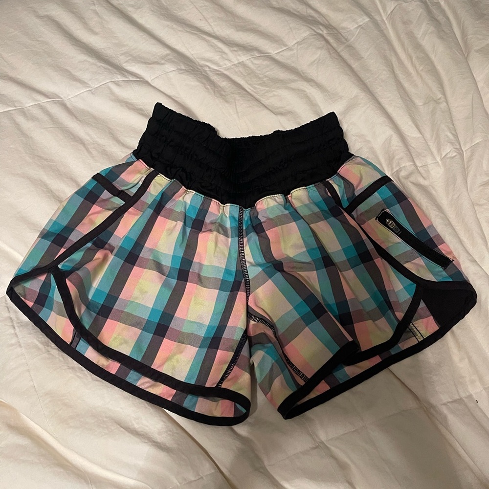 High-waisted Lululemon shorts.